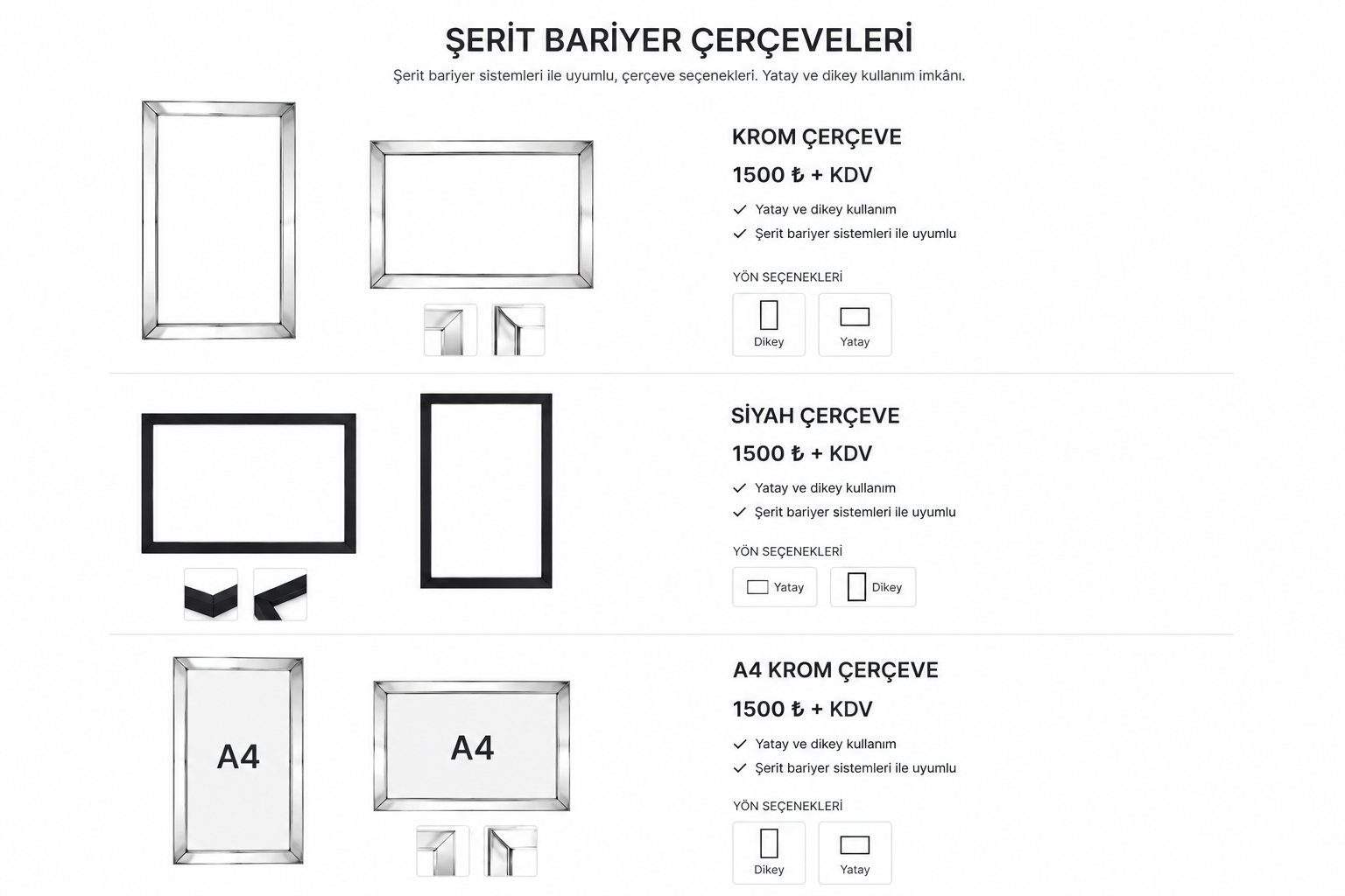 Şerit Bariyer Tabela Çerçevesi - Görsel 2